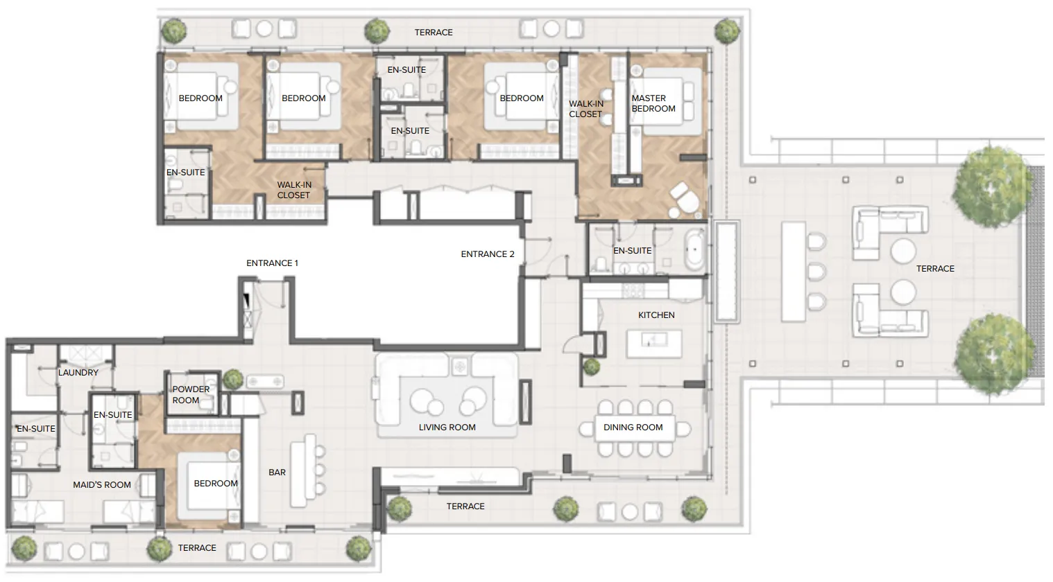 5 bedroom Penthouse floor plan at Residences Du Port Autograph Collection