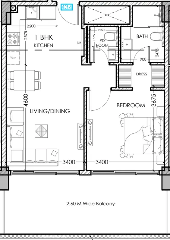 1 bedroom Apartments floor plan at Al Haseen Residences 5