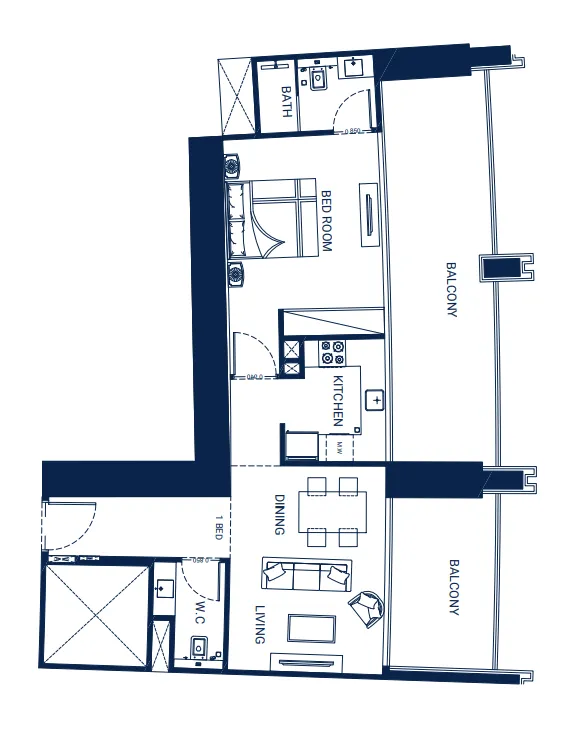 1 bedroom Apartments floor plan at Binghatti Skyrise