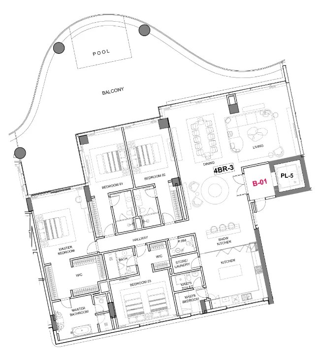 4 bedroom Apartments floor plan at Cavalli Couture