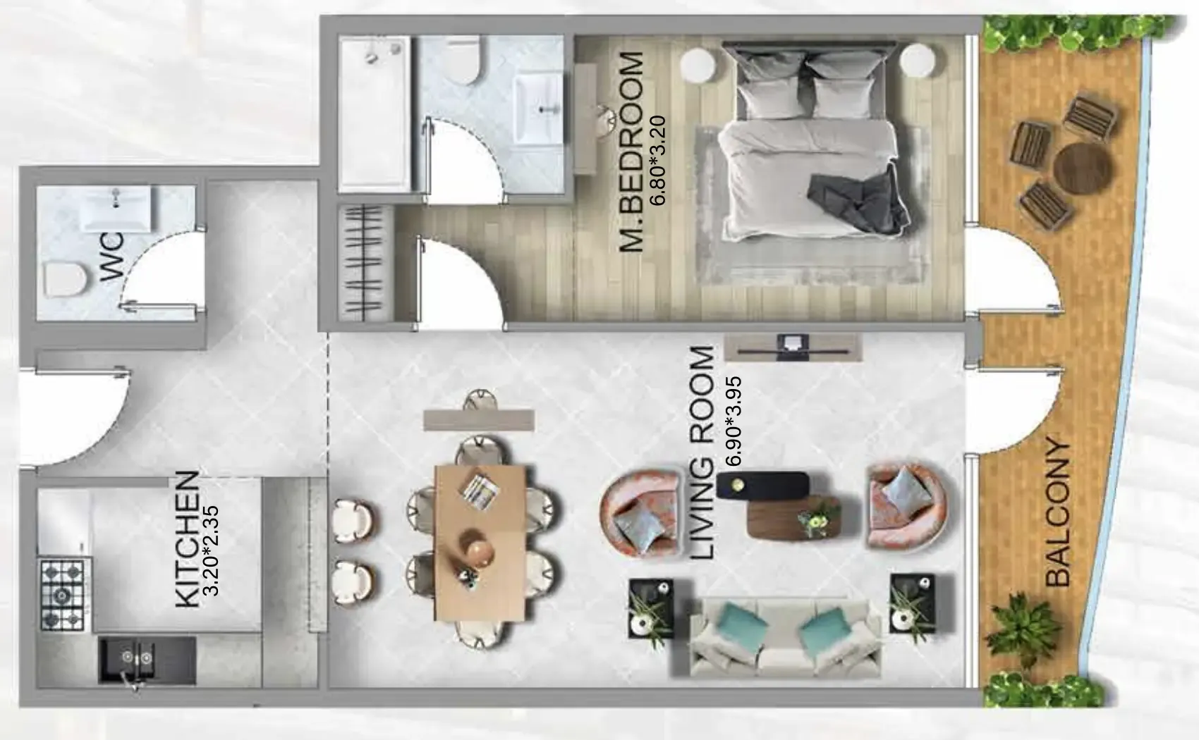 1 bedroom Apartments floor plan at 311 Boulevard
