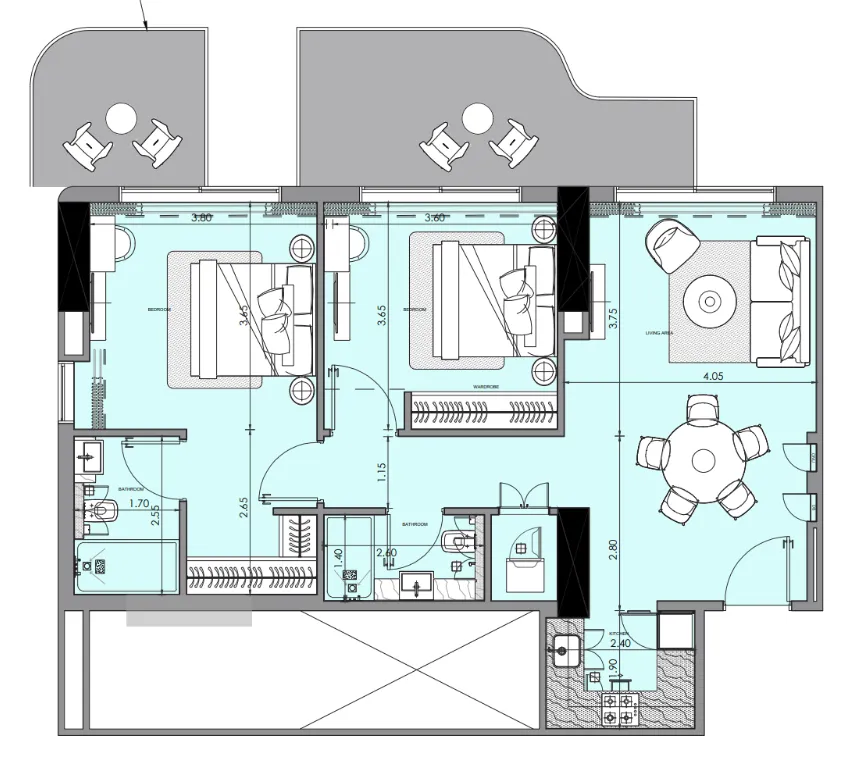 2 bedroom Apartments floor plan at Azizi Wasel