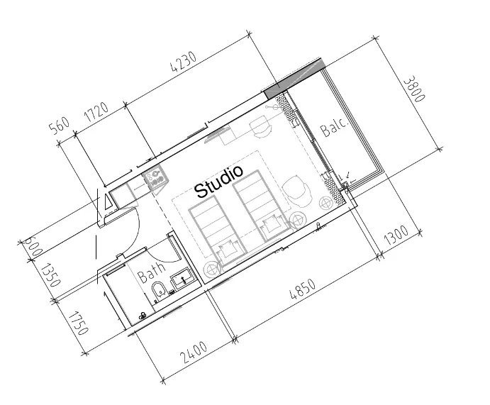 0 bedroom Apartments floor plan at Damac Hills 2 - Hotel Edge by Rotana