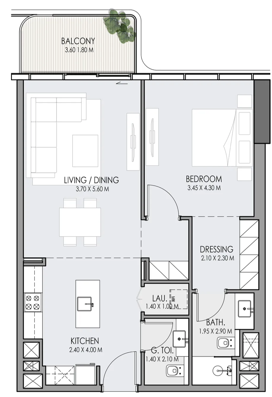 1 bedroom Apartments floor plan at Do Hotels and Residences