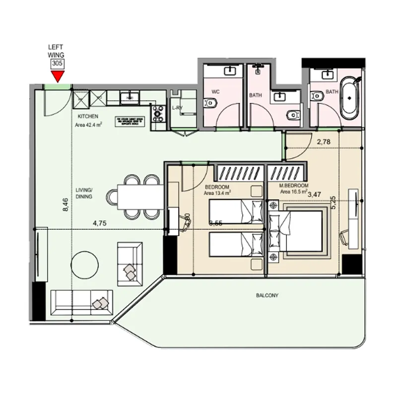 2 bedroom Apartments floor plan at Edgewater Residences 1, 2 and 3