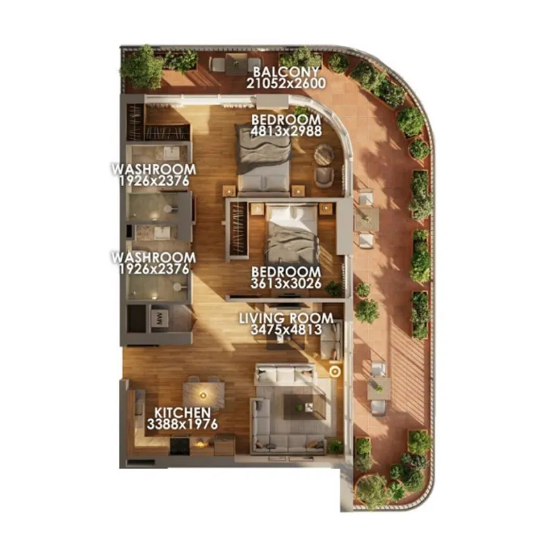 2 bedroom Apartments floor plan at Zenith D1