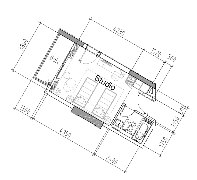 0 bedroom Apartments floor plan at Damac Hills 2 - Hotel Edge by Rotana
