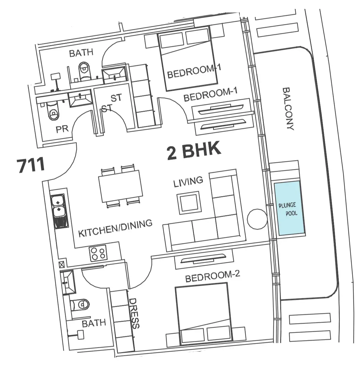 2 bedroom Apartments floor plan at Villa Del Garda