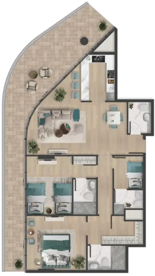 2 bedroom Apartments floor plan at Pelagia