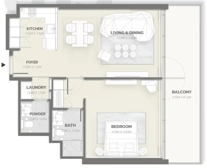 1 bedroom Apartments floor plan at Tonino Lamborghini Residences