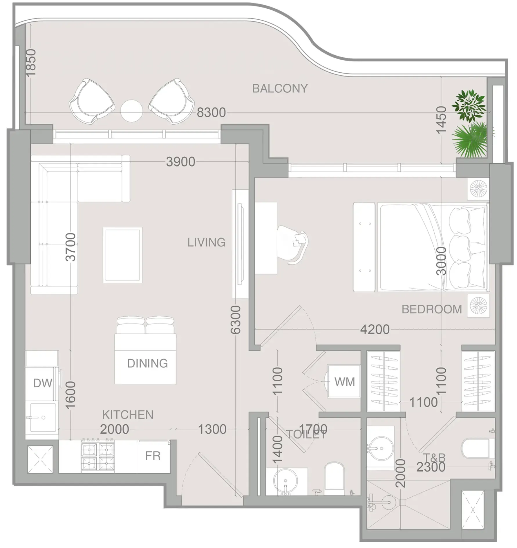 1 bedroom Apartments floor plan at ALTA V1EW