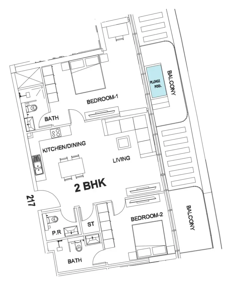 2 bedroom Apartments floor plan at Villa Del Garda