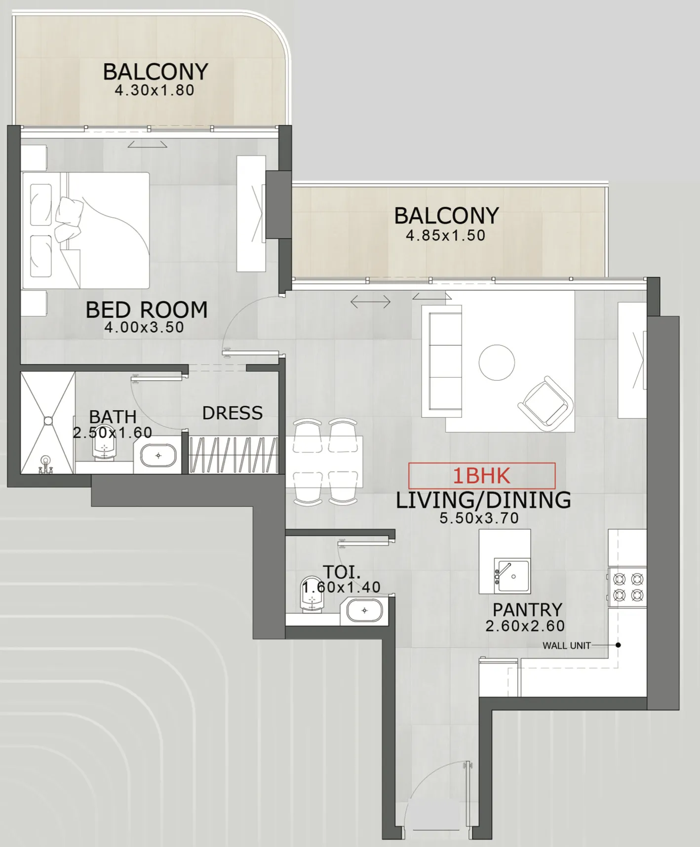 1 bedroom Apartments floor plan at Floarea Skies