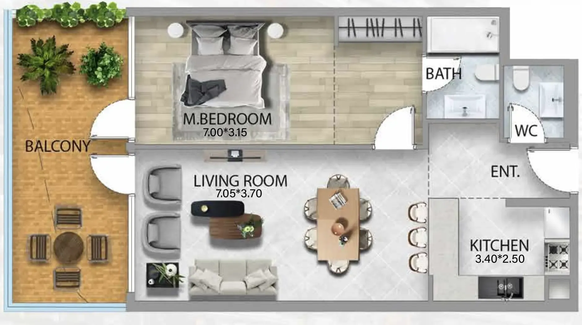 1 bedroom Apartments floor plan at 311 Boulevard