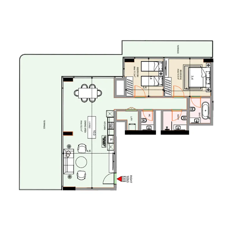 2 bedroom Apartments floor plan at Edgewater Residences 1, 2 and 3