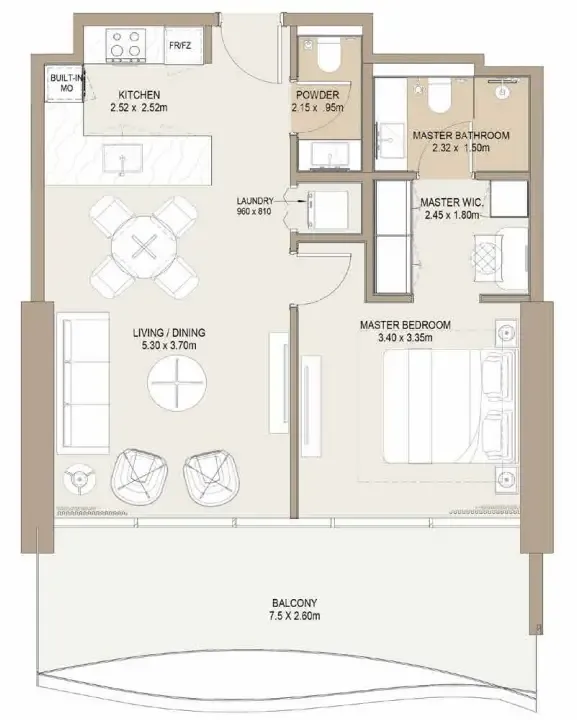 1 bedroom Apartments floor plan at Laguna Residence