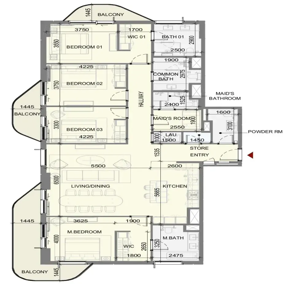 4 bedroom Apartments floor plan at Takaya