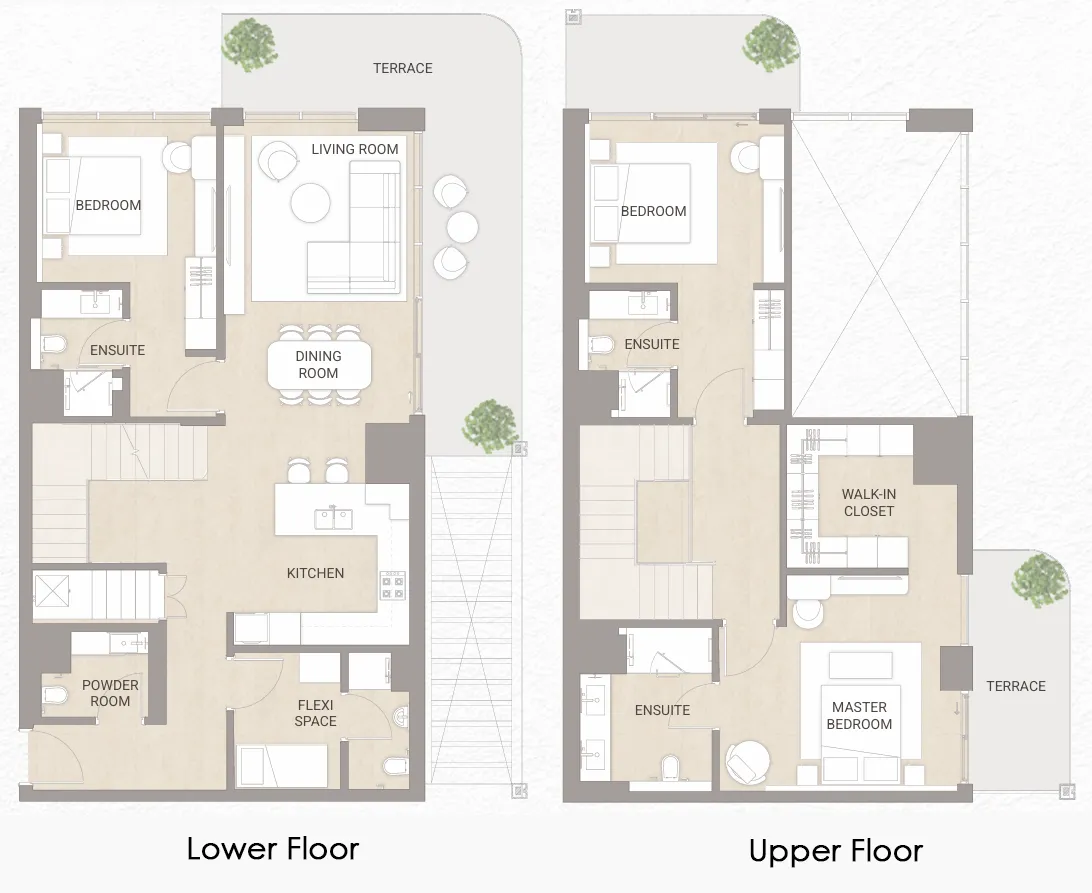3 bedroom Duplex floor plan at Soma Residences