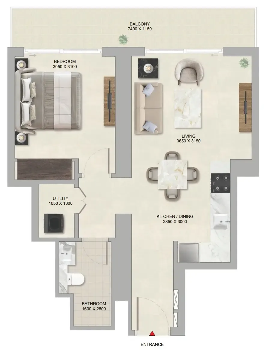 1 bedroom Apartments floor plan at The Tranquil at Sobha Central