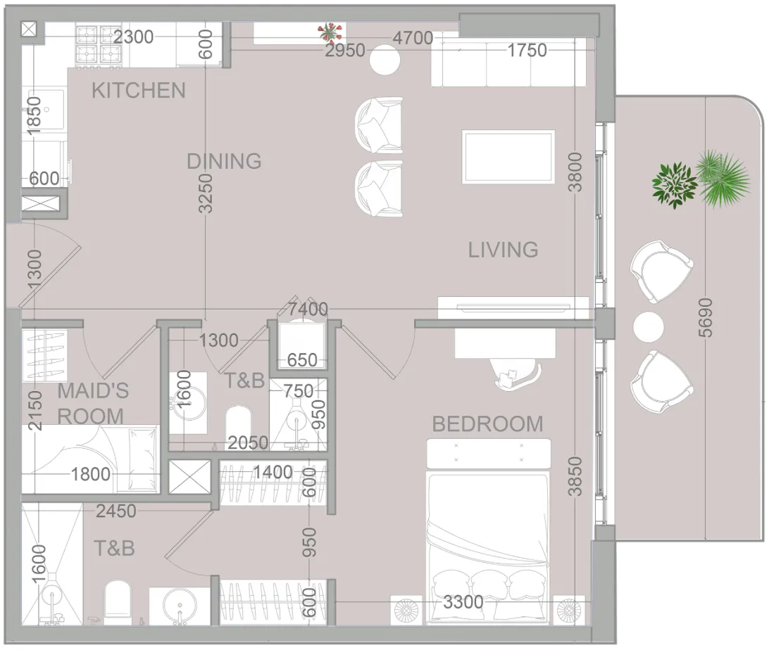 1.5 bedroom Apartments floor plan at TETR1S Tower