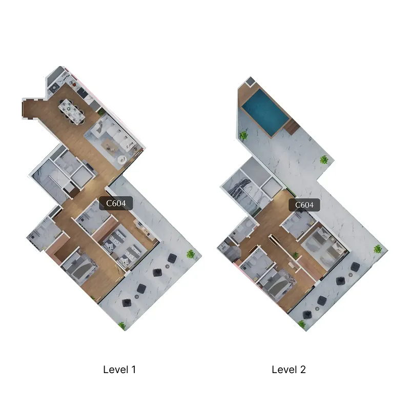4 bedroom Duplex floor plan at Bab Al Qasr Canal View Residence 22