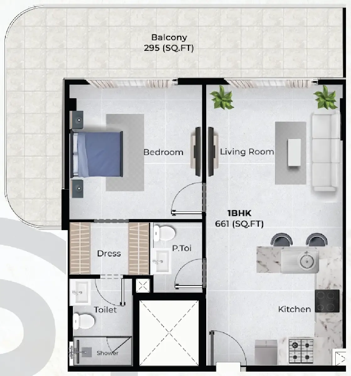 1 bedroom Apartments floor plan at Chapter 02 by Newbury