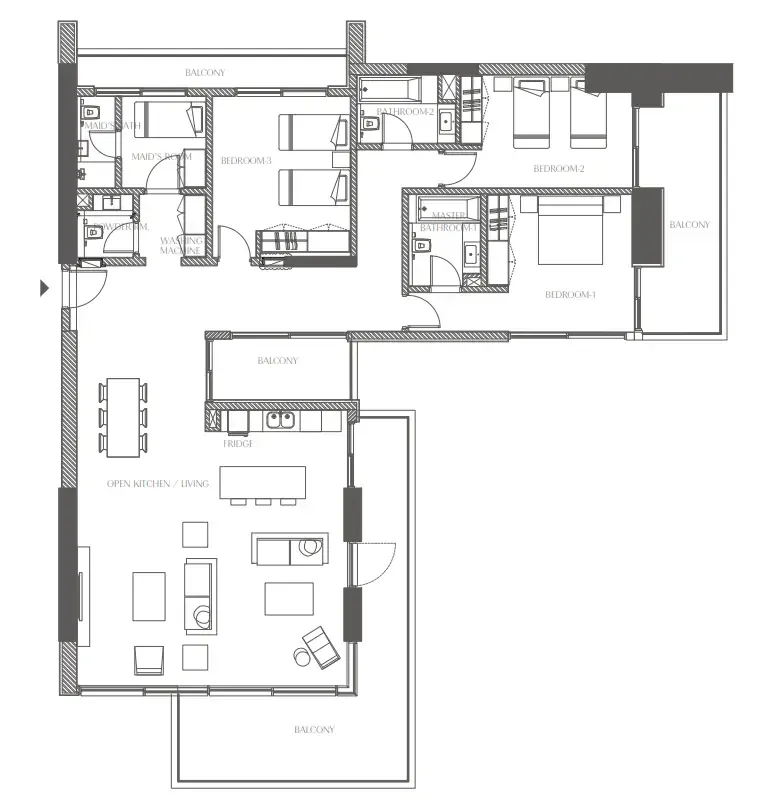 3 bedroom Apartments floor plan at Creekside Residence