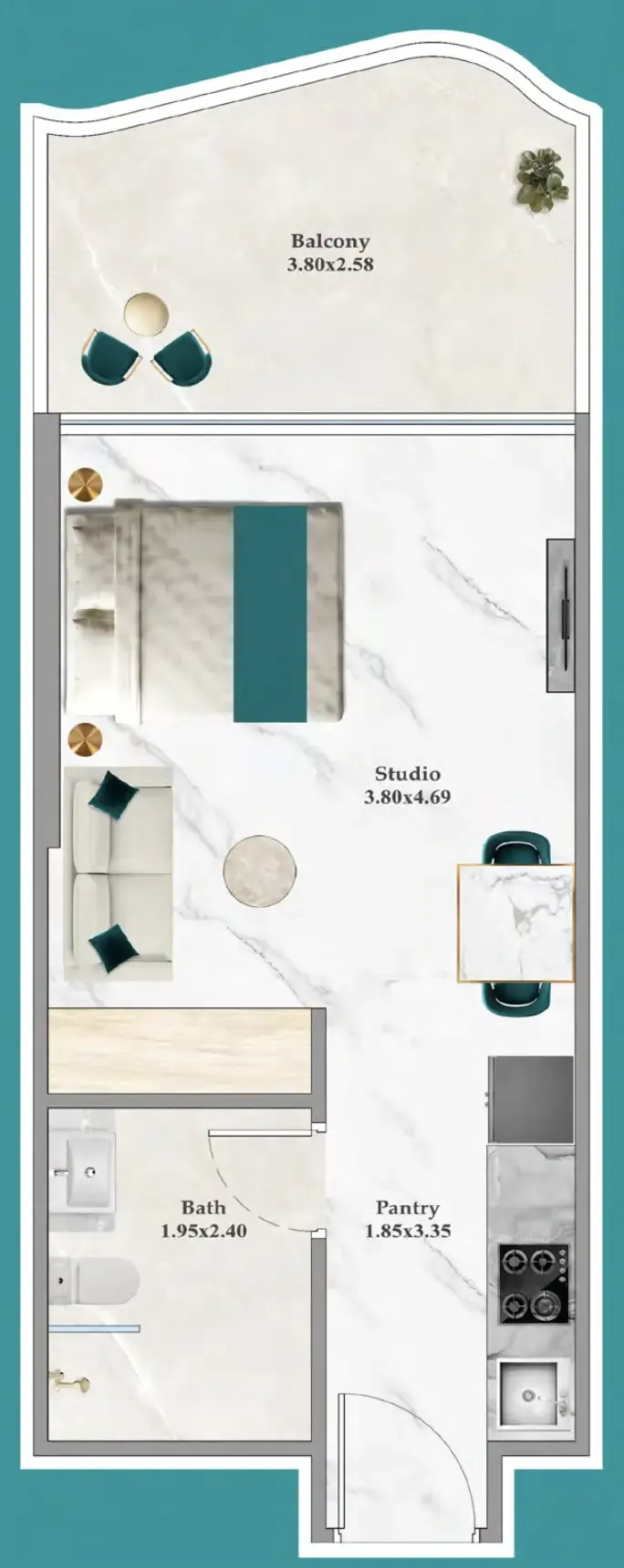 0 bedroom Apartments floor plan at Breez