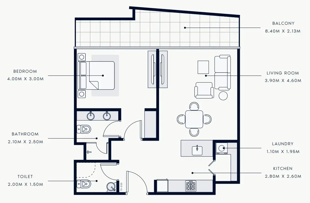 1 bedroom Apartments floor plan at Riviera Rêve