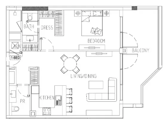 1 bedroom Apartments floor plan at Damac Riverside Views