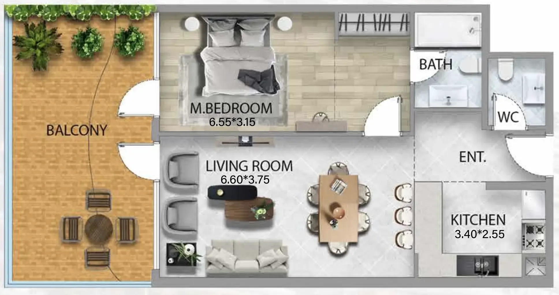 1 bedroom Apartments floor plan at 311 Boulevard
