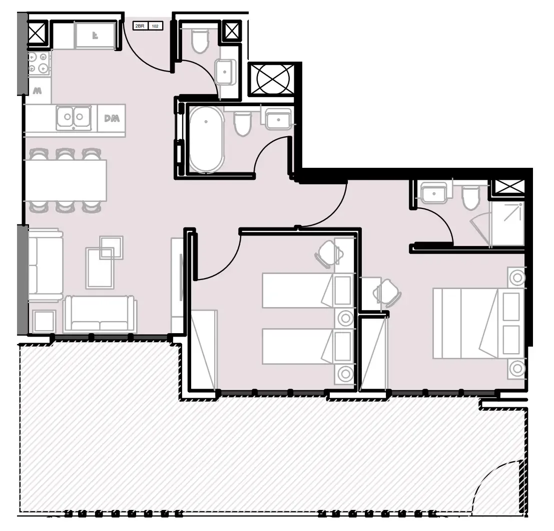 2 bedroom Apartments floor plan at Verdana III
