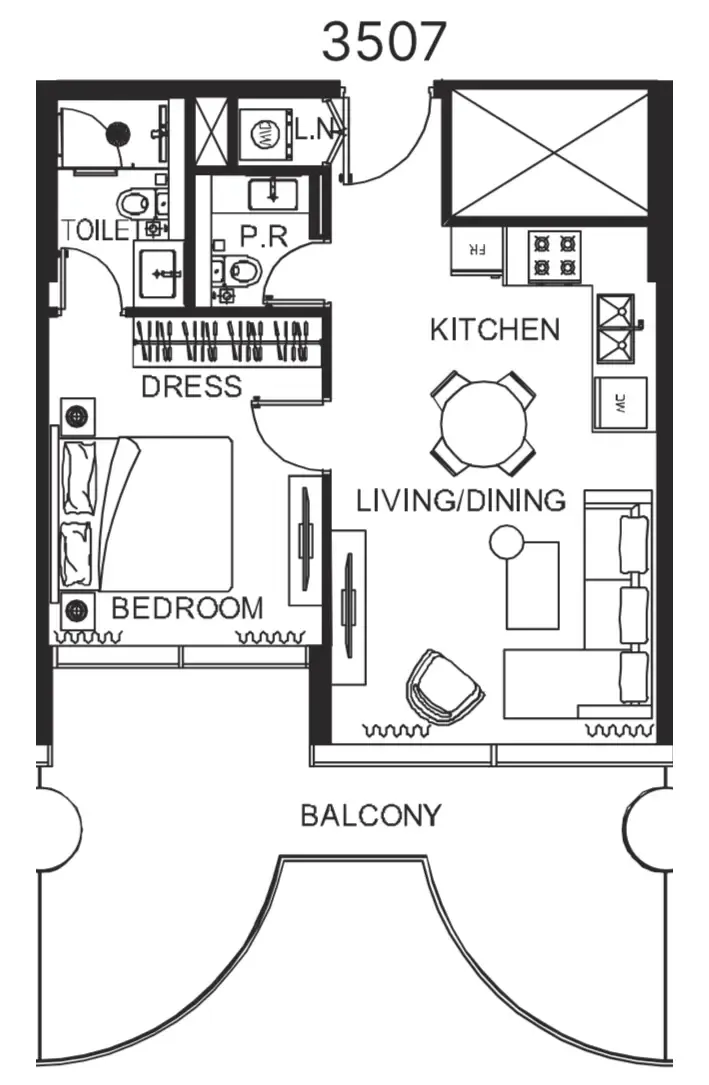 1 bedroom Apartments floor plan at The WOW Tower