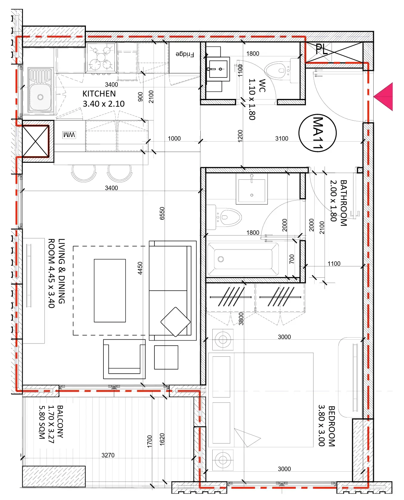 1 bedroom Apartments floor plan at Al Mamsha Sharjah