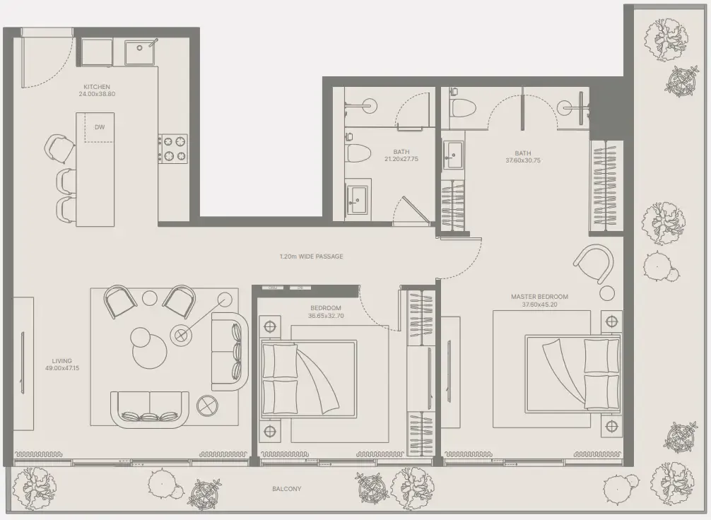 2 bedroom Apartments floor plan at Bond Enclave