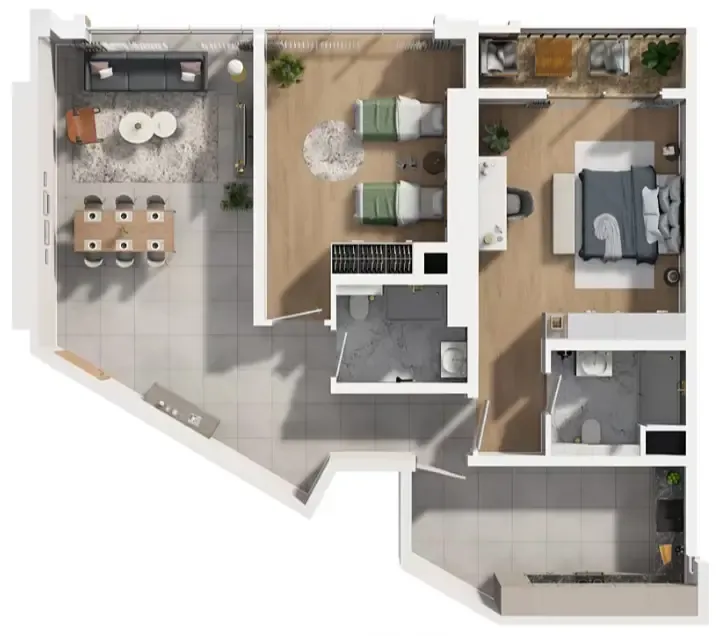 2 bedroom Apartments floor plan at Barajeel Towers