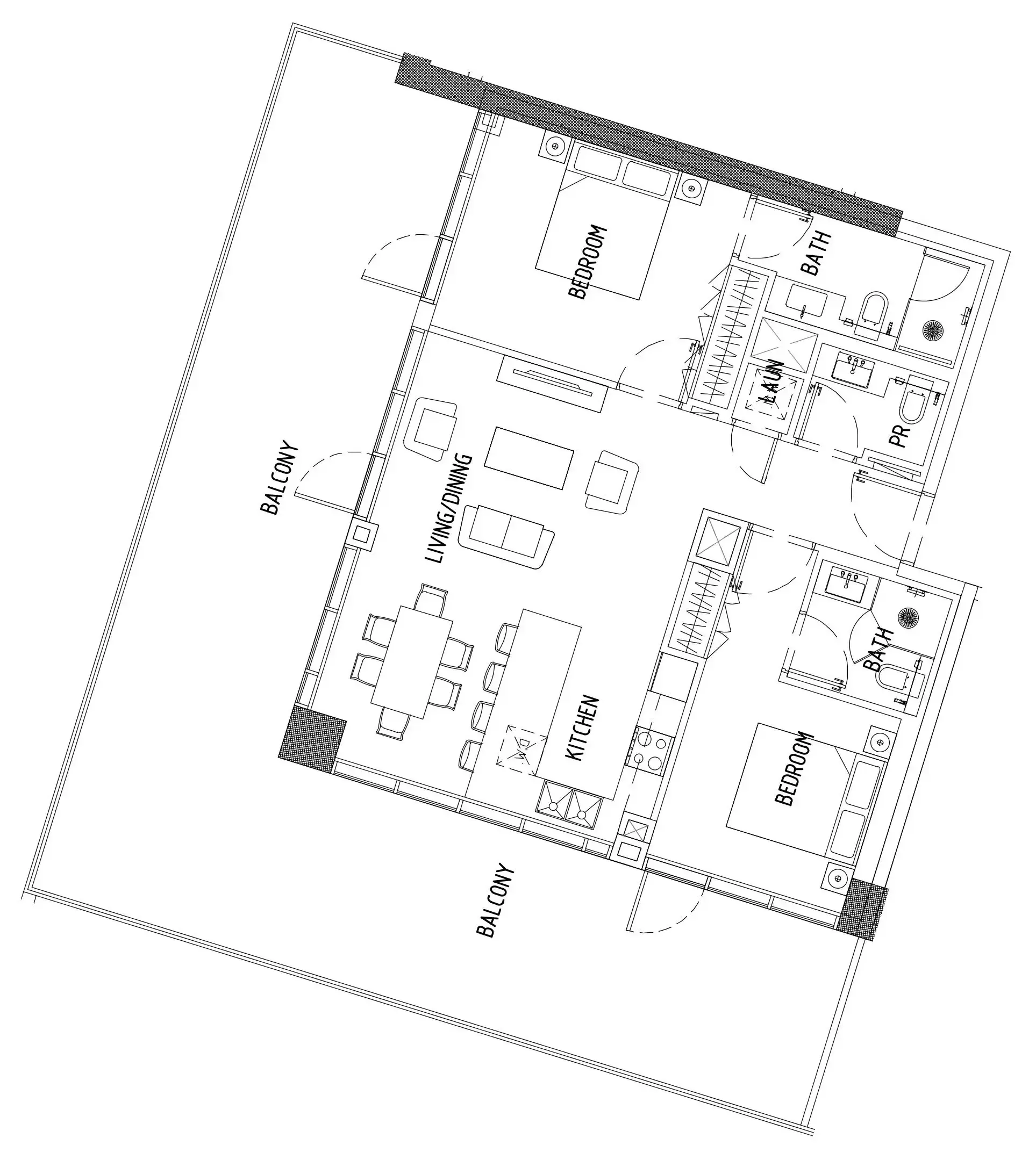 2 bedroom Apartments floor plan at Damac District