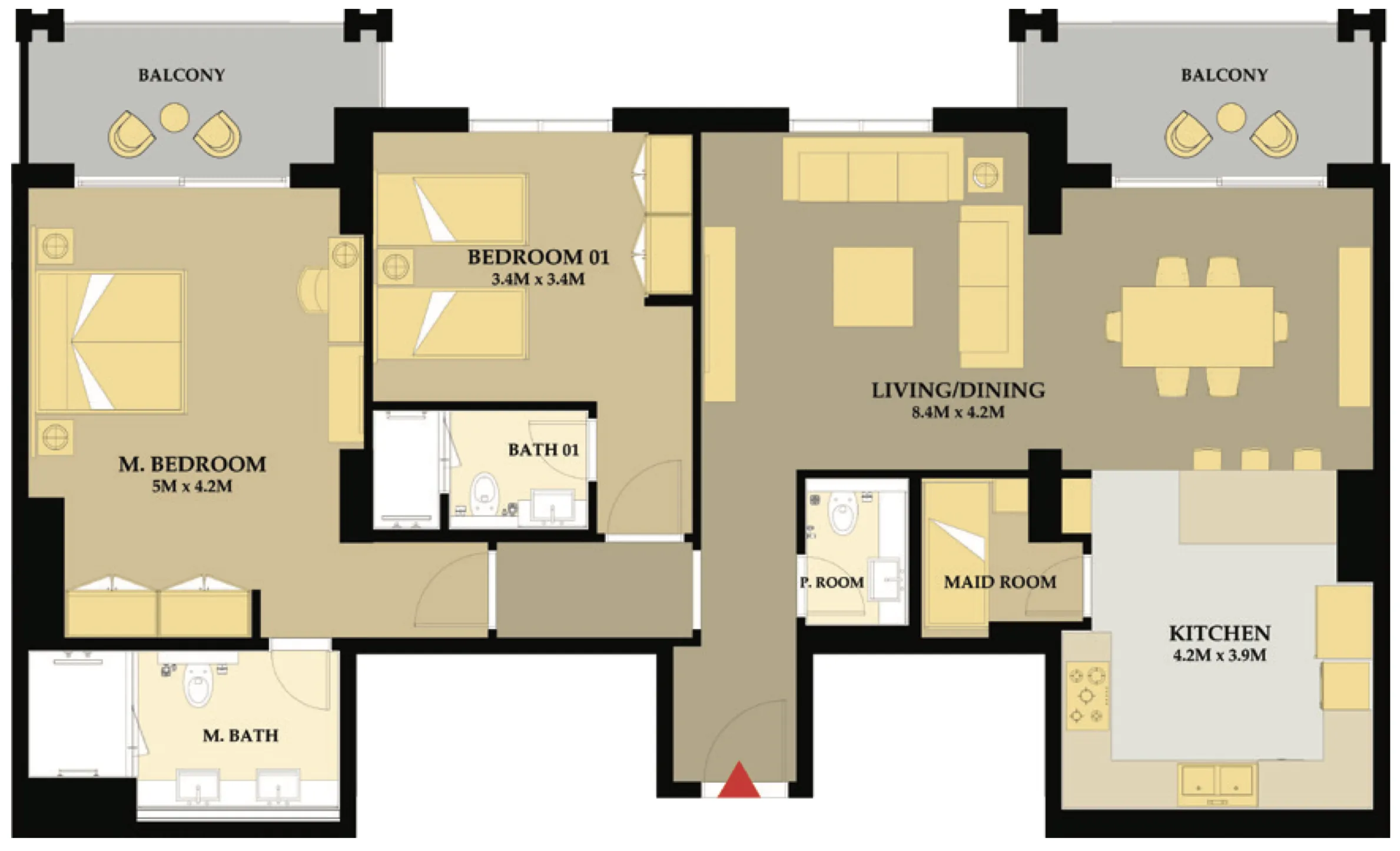 2 bedroom Apartments floor plan at Riva Residence