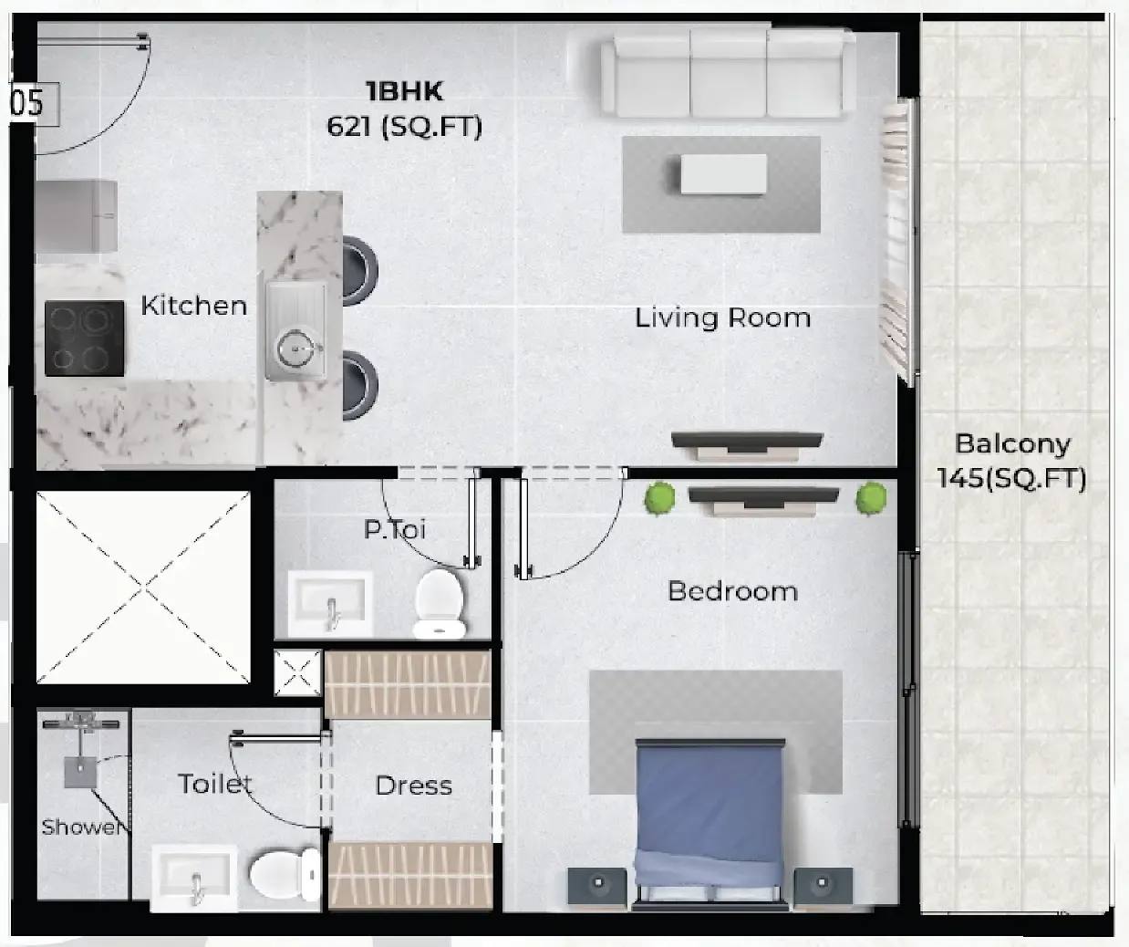 1 bedroom Apartments floor plan at Chapter 02 by Newbury