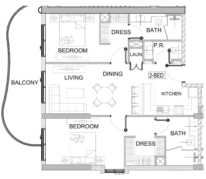 2 bedroom Apartments floor plan at Valencia