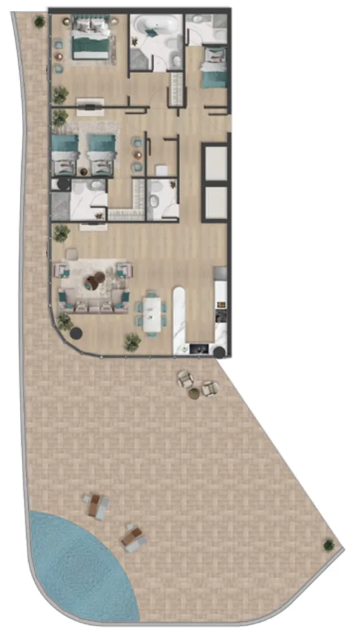 2 bedroom Apartments floor plan at Pelagia