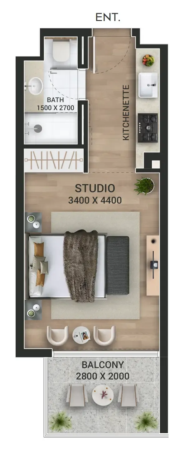 0 bedroom Apartments floor plan at Empire Jebel Ali