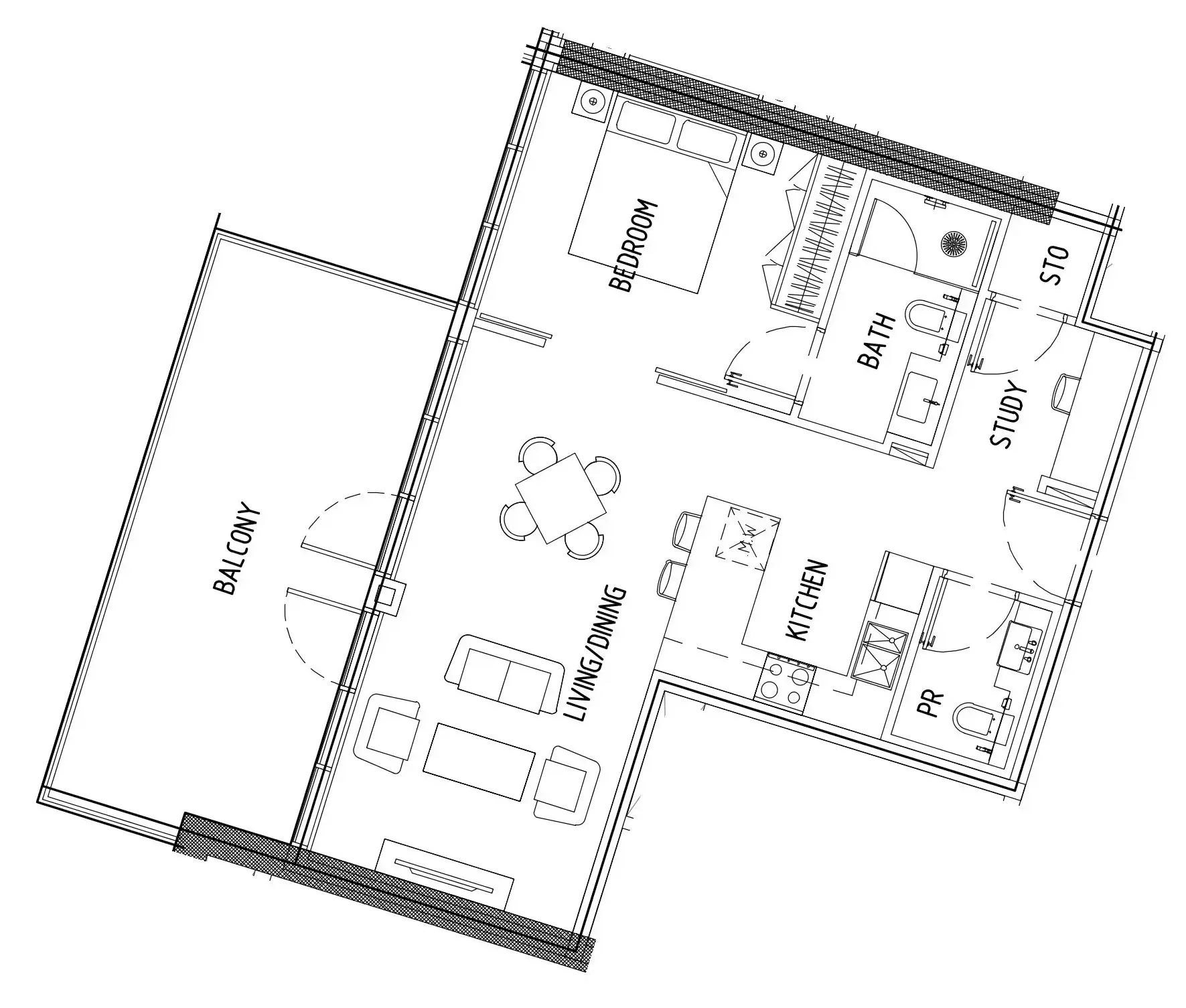 1 bedroom Apartments floor plan at Damac District