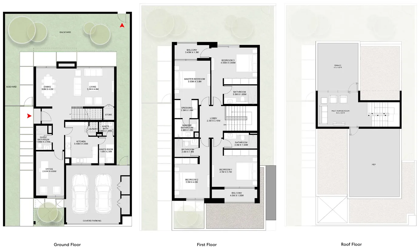 4 bedroom villa floor plan at Masaar 3 Dalia