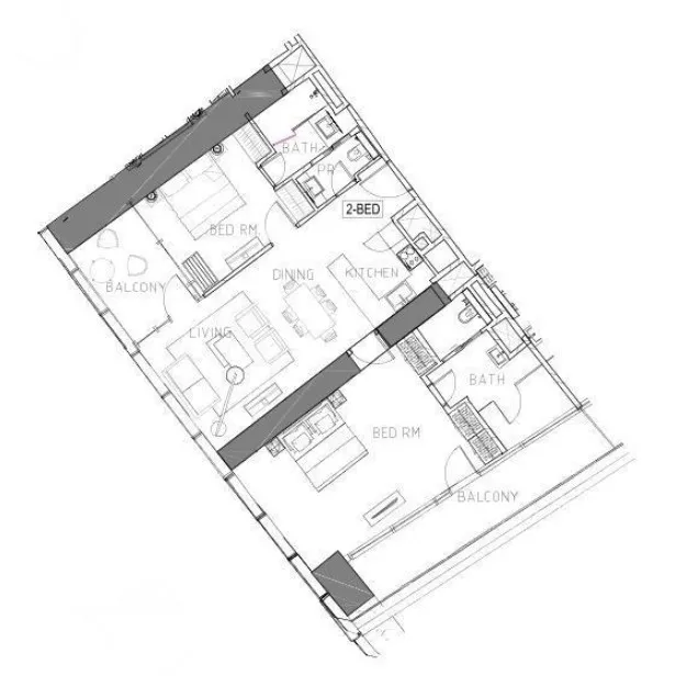 2 bedroom Apartments floor plan at Safa Two de Grisogono