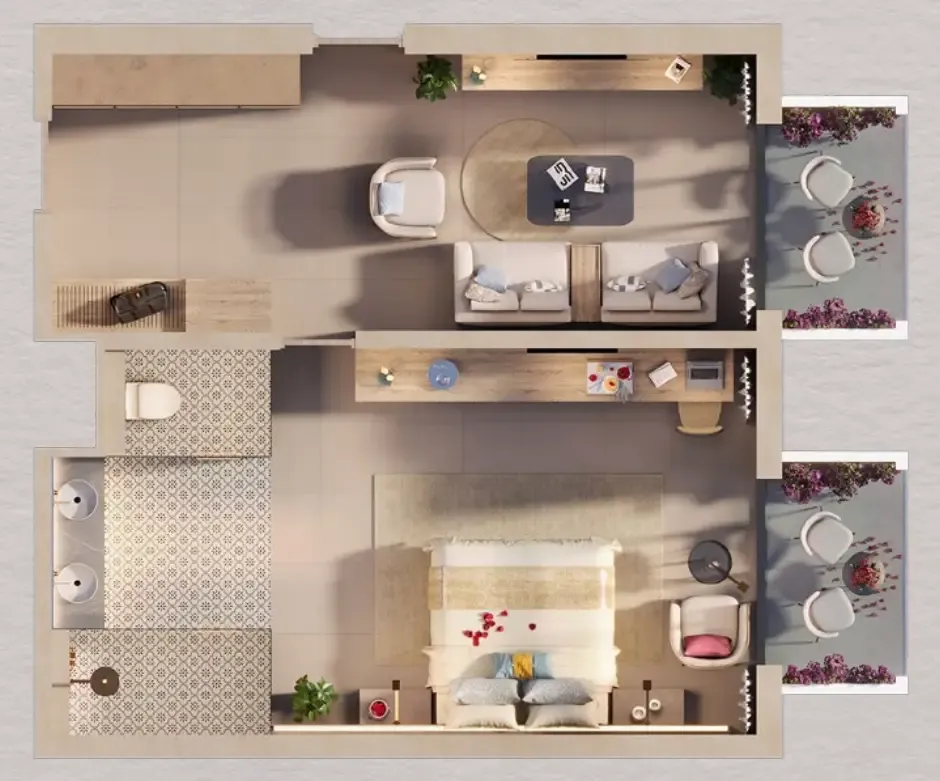 1 bedroom Apartments floor plan at The Heart of Europe - Marbella Resort Hotel, Vignette Collection
