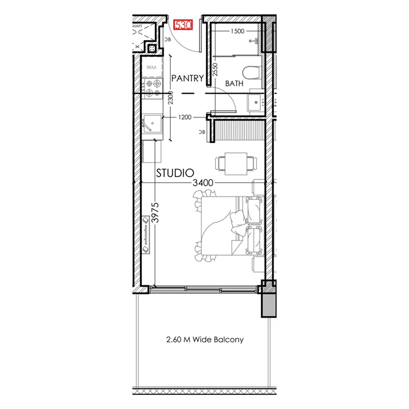 0 bedroom Apartments floor plan at Al Haseen Residences 5