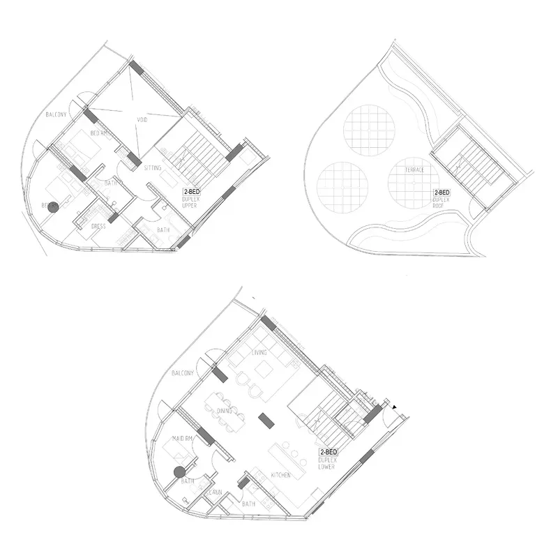 2 bedroom Duplex floor plan at Canal Crown