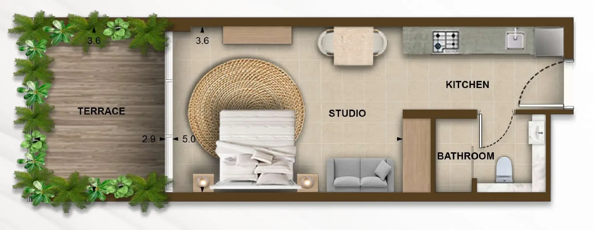 0 bedroom Apartments floor plan at 105 Residences by Kamdar