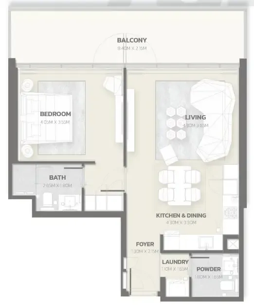 1 bedroom Apartments floor plan at Tonino Lamborghini Residences